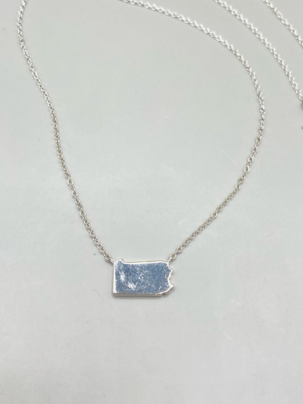 Sterling Silver Pennsylvania State Outline Necklace
